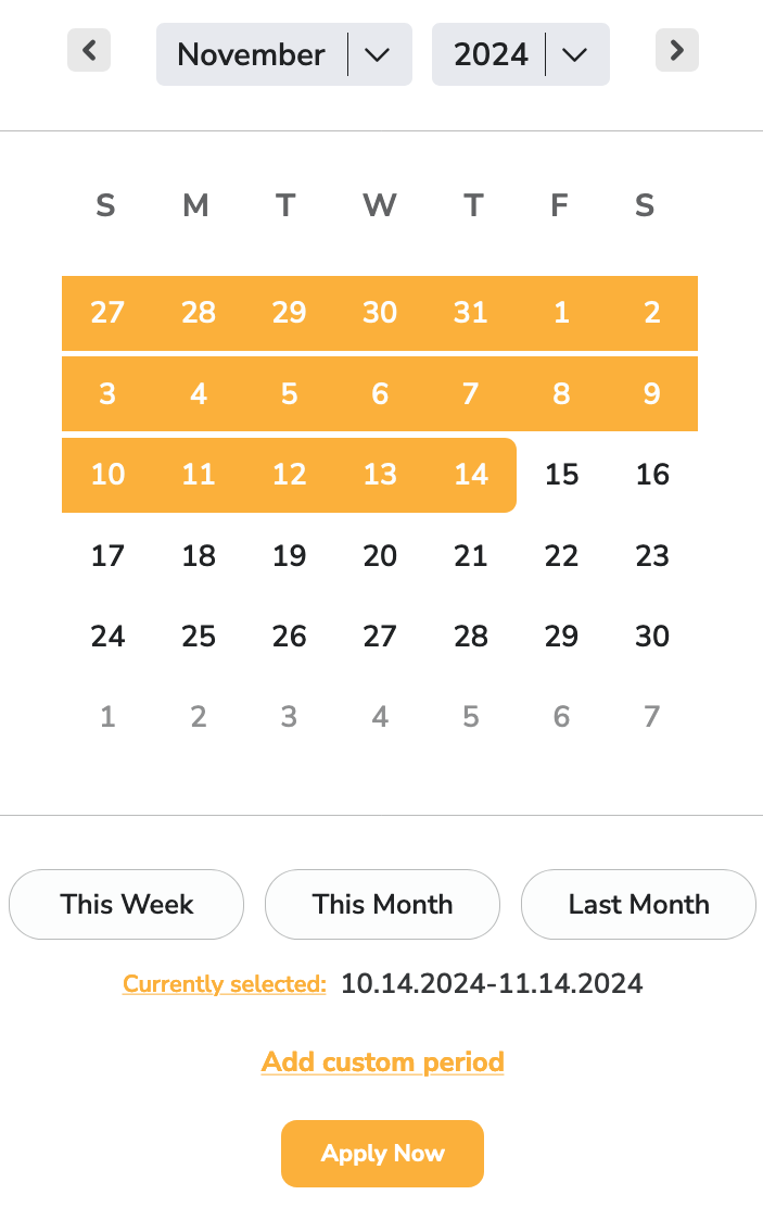 Reporting Date Picker